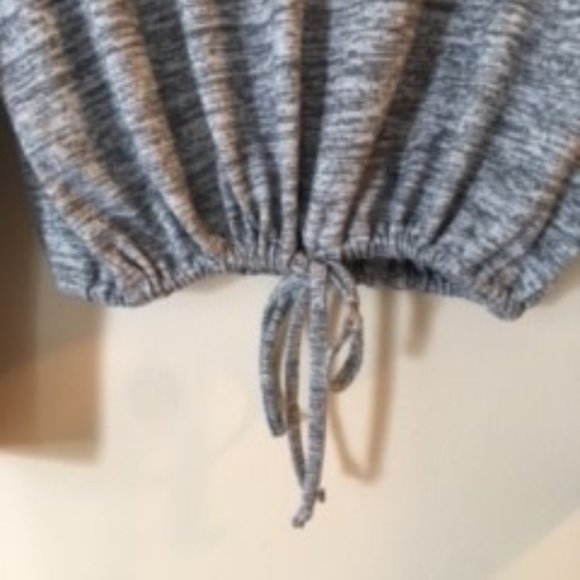 Ardene Cropped Long Sleeve Tie Waist Top - Gray - Size XS (Fits Oversized) - Picture 4 of 8